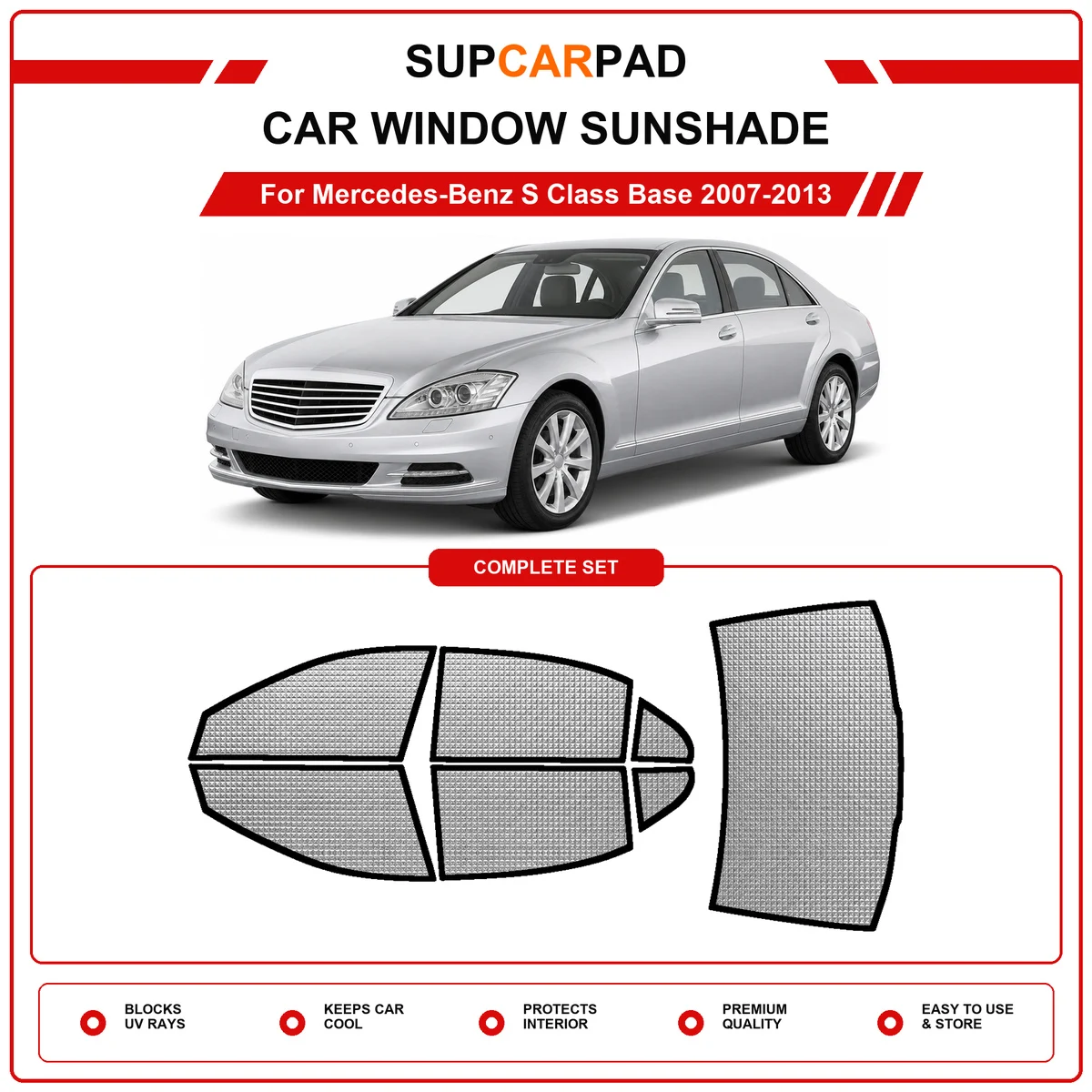 For Mercedes-Benz S Class Base 2007-2013 Pre‑Cut Auto Window Sunshade Anti‑UV Car Sun Visor Protector