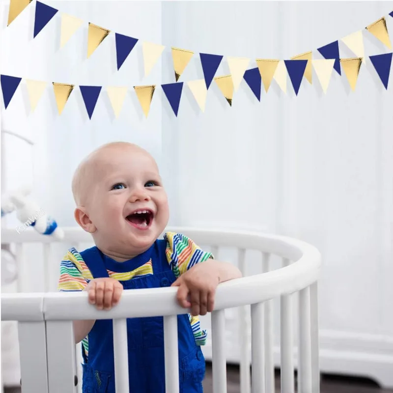 الذهب الأزرق مثلث العلم راية الرايات للتخرج عيد ميلاد الزفاف بحري أهوي أخور موضوع لوازم الحفلات