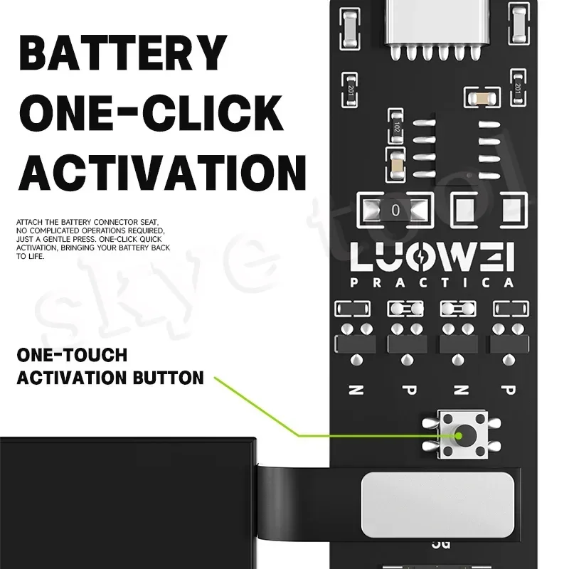 Carte d'activation de la batterie LUOWEI LW-B01/B02 (aucun démontage requis) pour iPhone 5-16 h et activation de la batterie Android en un clic