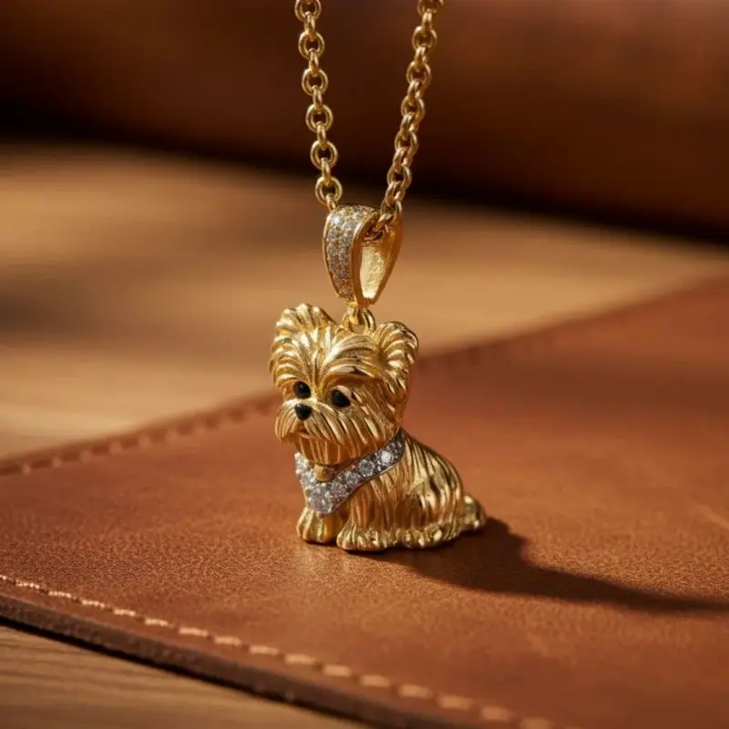 Personality Creative Dog Shape Inlay Zircon Dangle Necklace For Women Pendant Elegant Custom Jewelry
