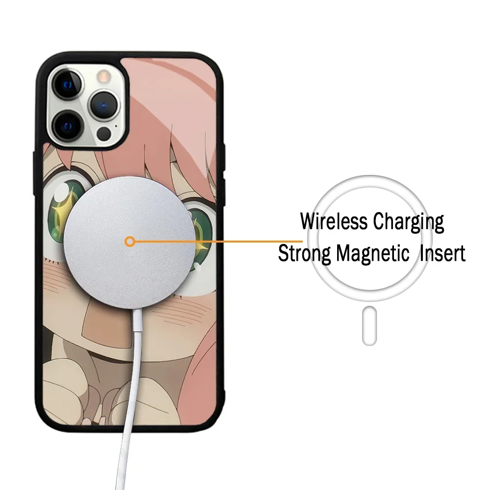 Cute S-Spy X Family Anya Forger Phone Case For IPhone 11 12 13 14 15 Plus Pro Max Mirror Acrylic For Magsafe Wireless Charging