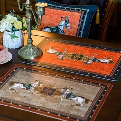 30x45cm retro vintage horse/bird printed place mat waterproof/oil-proof pads pu leather bowl coaster tableware pads