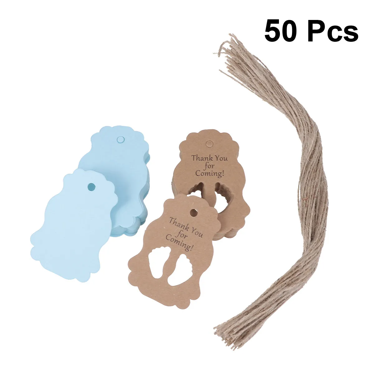 50pcs Kraft Paper Shower Thank You Hanging Tags for Gift Wrap, Party Decoration & Scrapbooking