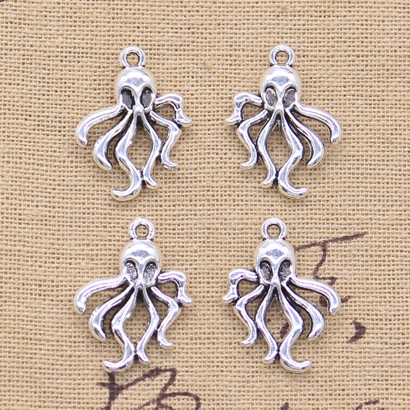 10pcs Charms Octopus Squid 24x18mm Tibetan Silver Color Pendants DIY Antique Making Handmade DIY Findings Crafts Jewelry