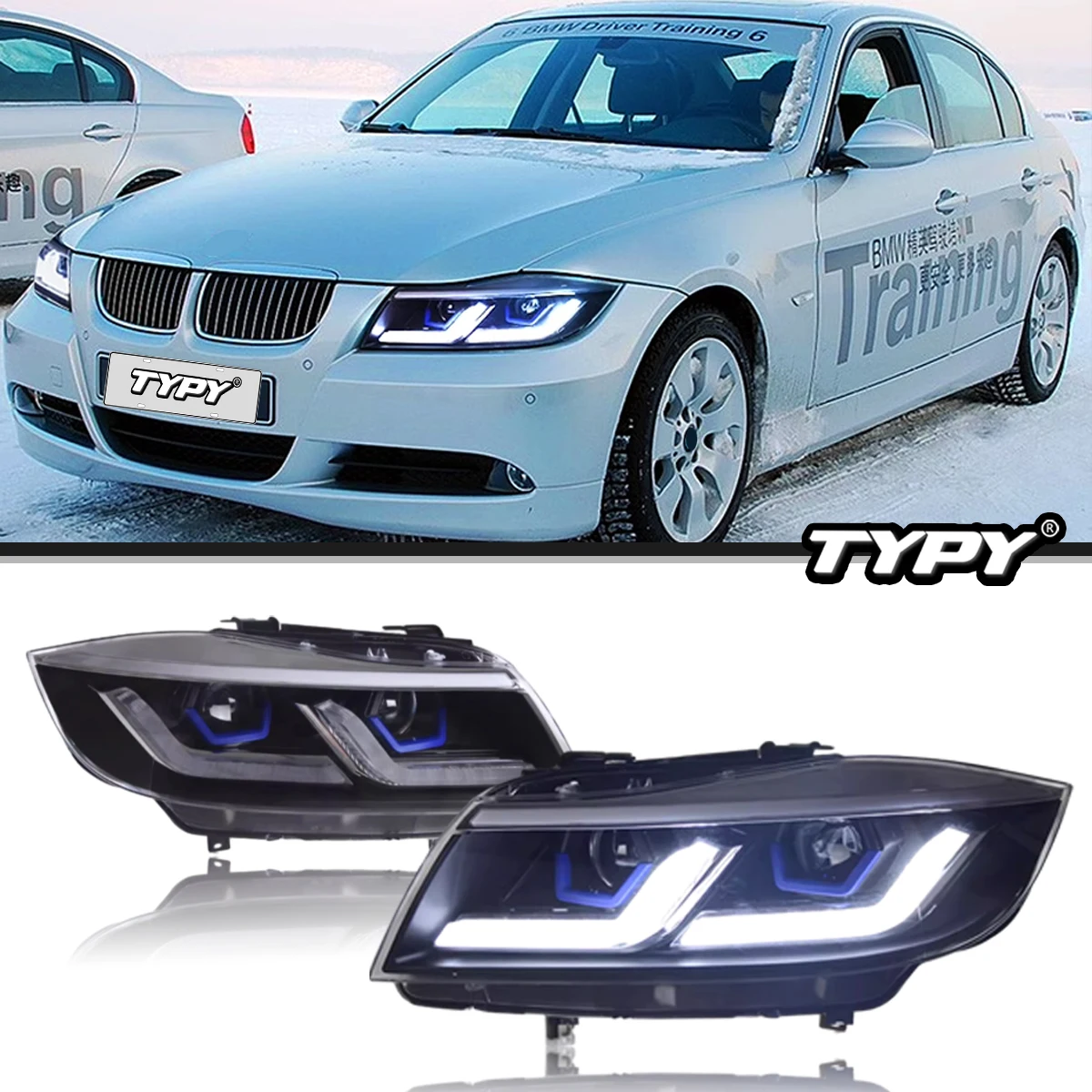 TYPY Car Lights For BMW 3 Serise E90 Headlight 2005-2012 LED Head Lamp 320i 318i 330i DRL Projector Front Light Car Accessories