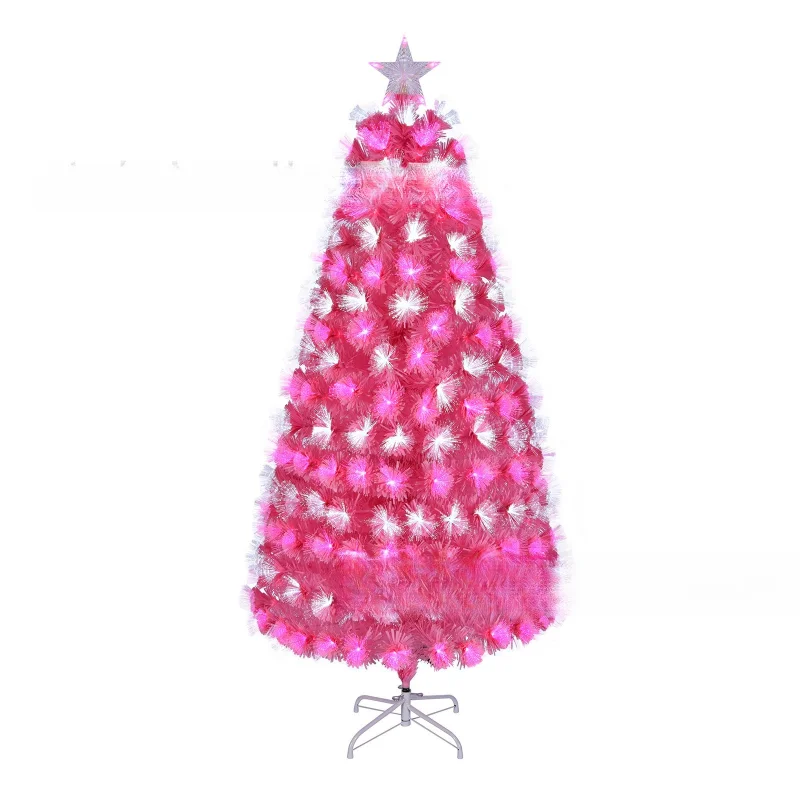 

Christmas, decorative supplies, pink PVC Christmas tree fiber optic tree floor ornaments
