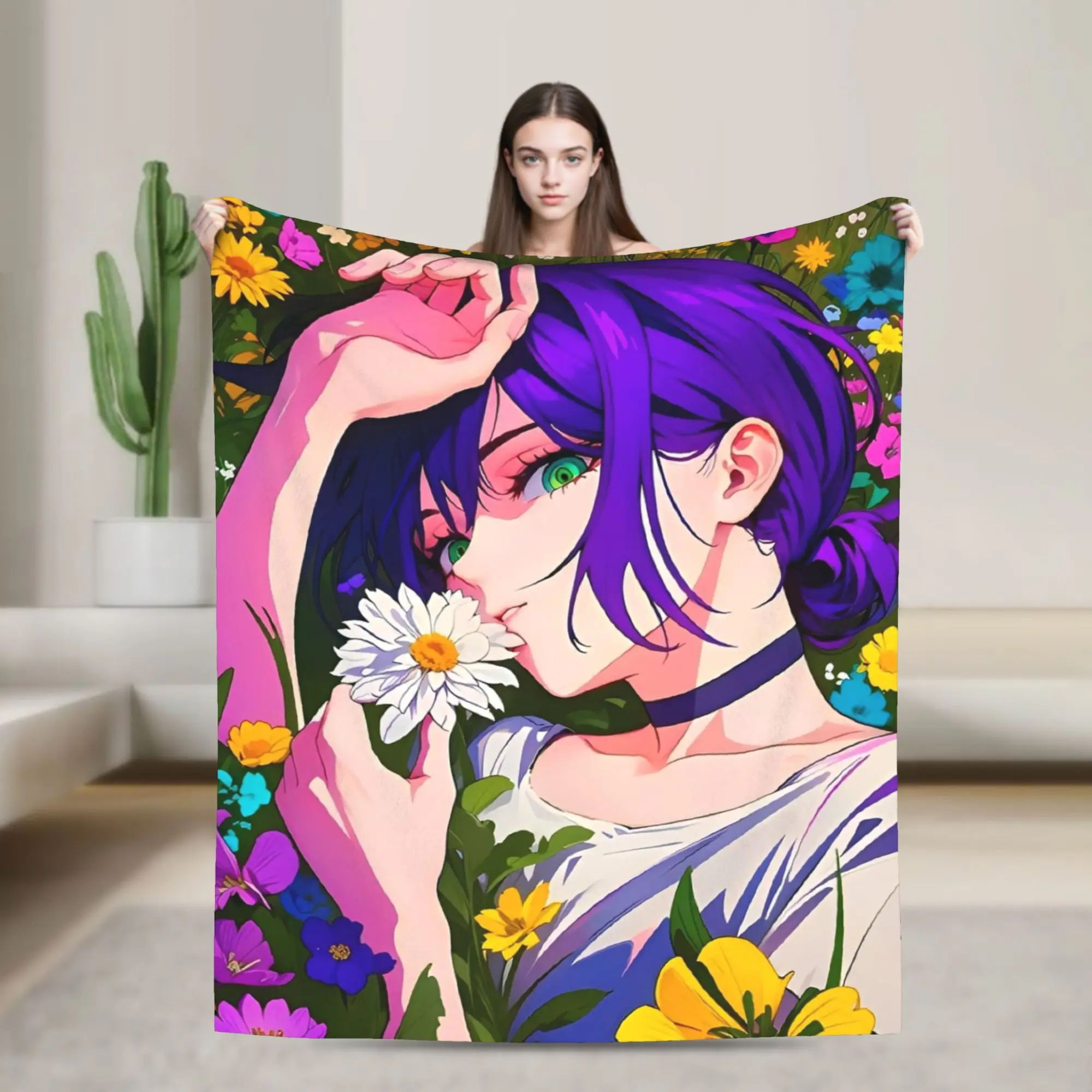 

Chainsaw Man Reze Blankets Cartoon Fuzzy Awesome Warm Throw Blanket for Home Restaurant Spring/Autumn