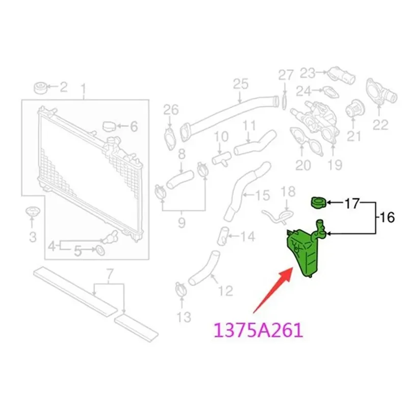 1375A261 1375A467 Radiator Condenser Tank Assy for Mitsubishi Outlander III 2012-2016 GF2W GF3W GF7W GF8W GG2W