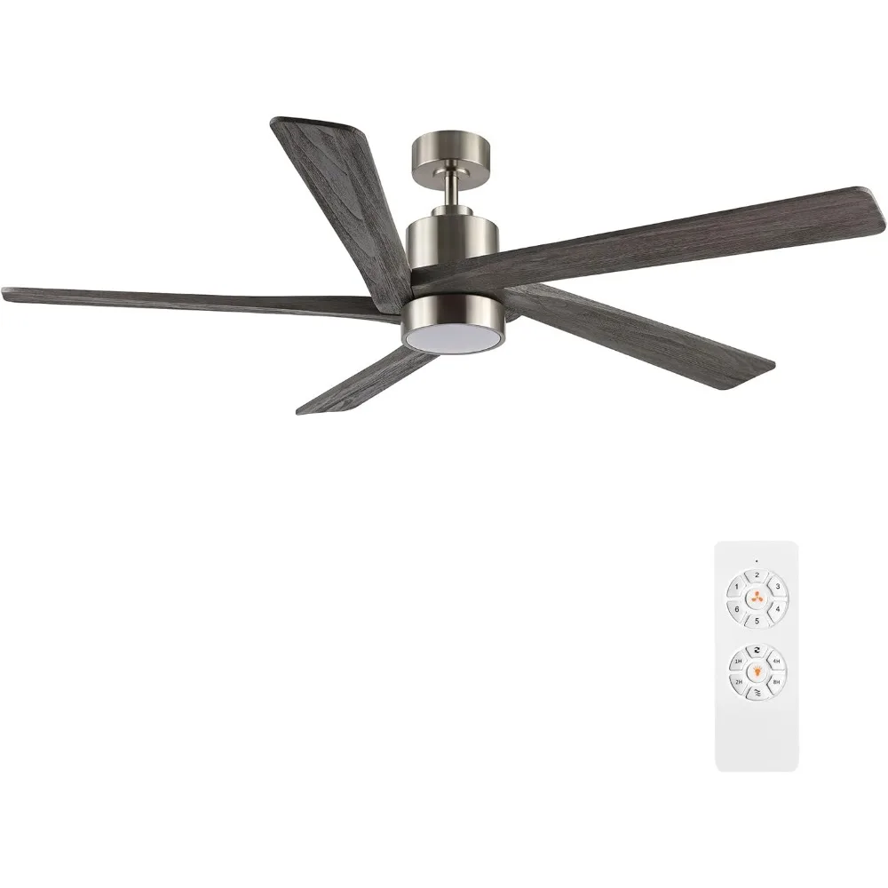 

HAOYUNMA 64 Inch DC Ceiling Fan with Lights and Remote Control, 5 Reversible Carved Wood Blades, 6-Speed Noiseless DC Mot