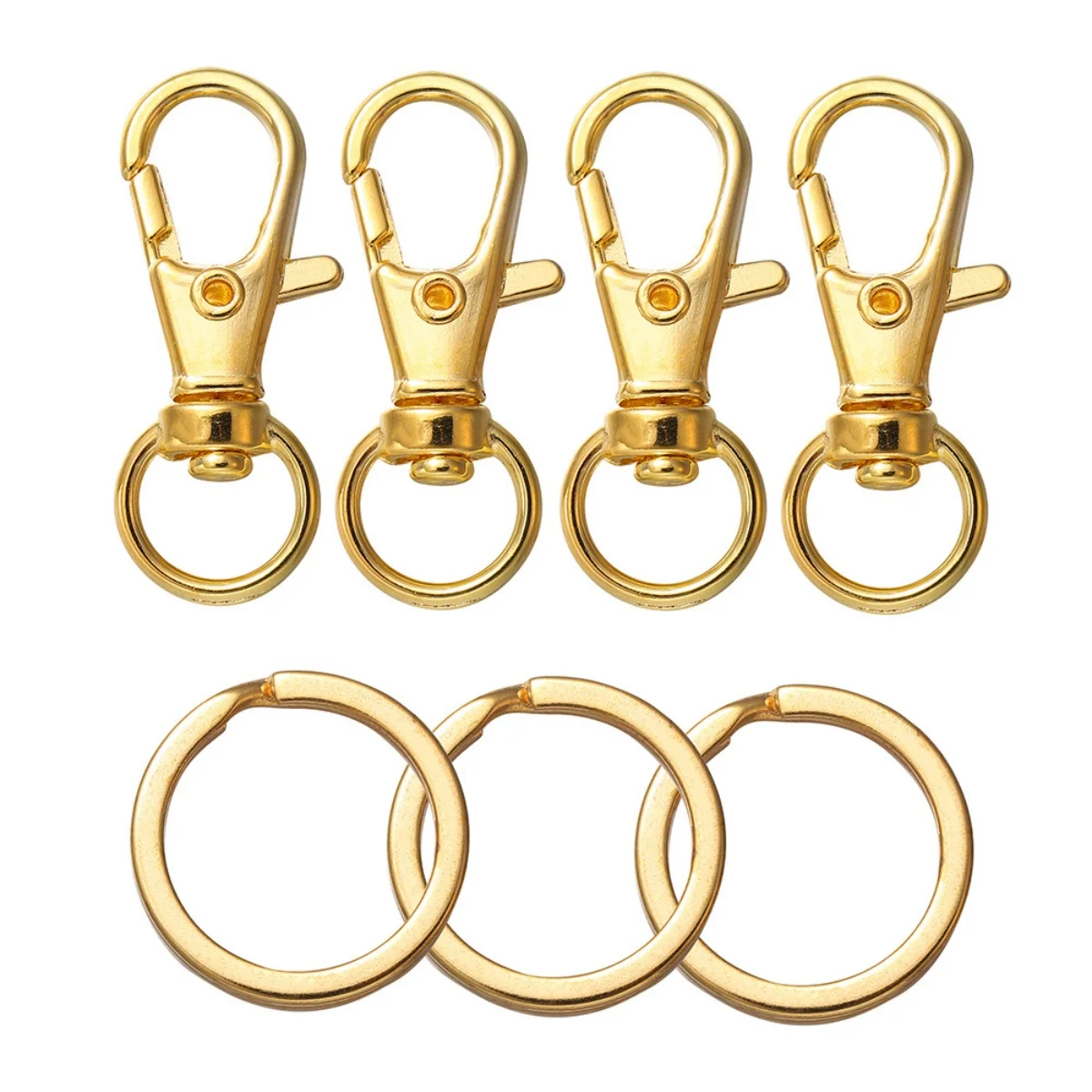 20Pcs Punk Swivel Clasps Set Lanyard Snap Hooks with Key Chain Rings Bag Belt Dog Chains Clip Hooks for DIY Necklace Supplies