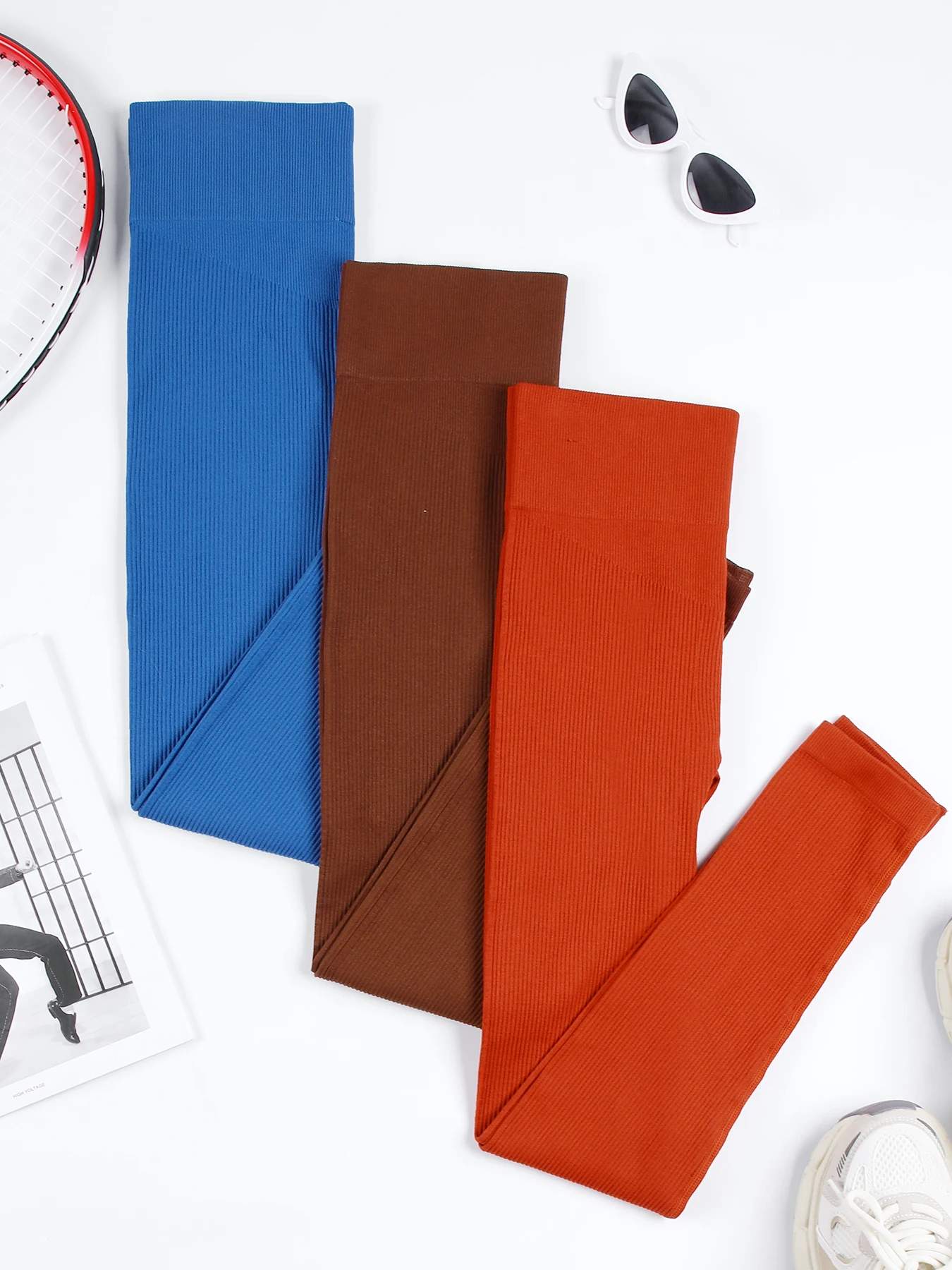 

Женские бесшовные однотонные сексуальные брюки для йоги в рубчик с высокой талией, повседневные спортивные леггинсы для фитнеса и велоспорта