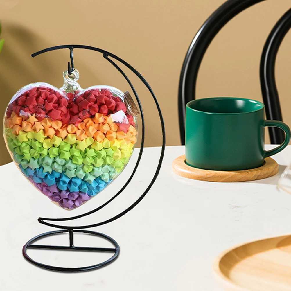 

2Pcs Landscape Bottle Mini Glass Ornament Clear Heart Baubles Transparent Boxes Hanging Decor Wish Vase Star Storage Jar