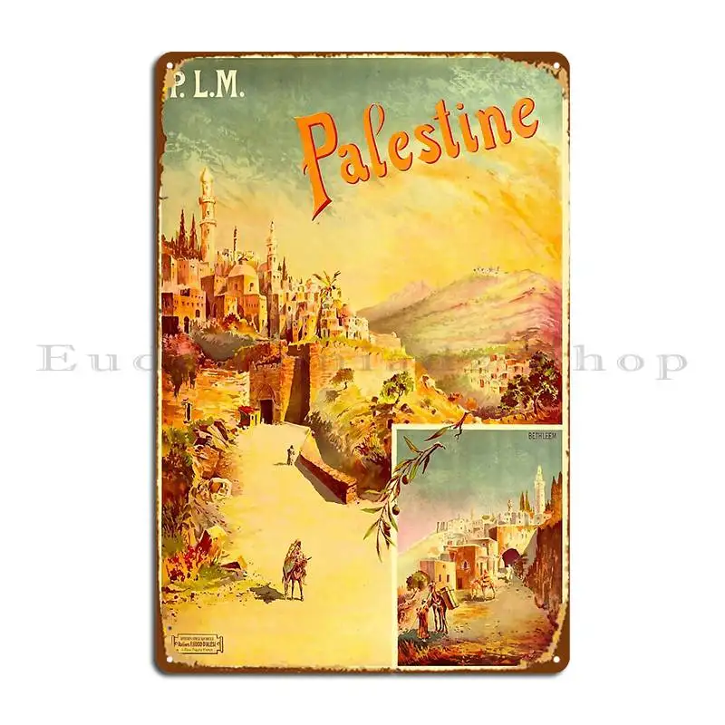 Travel Poster Palestine Color Lithograph 1898 Metal Plaque Poster Garage Party Club Design Pub Tin Sign Poster