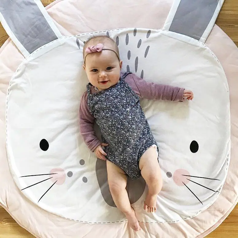 INS Baby Infant Play Mats 95CN Kids Crawling Carpet Floor Rug Baby Bedding Rabbit Blanket Cotton Game Pad Children Room Decor