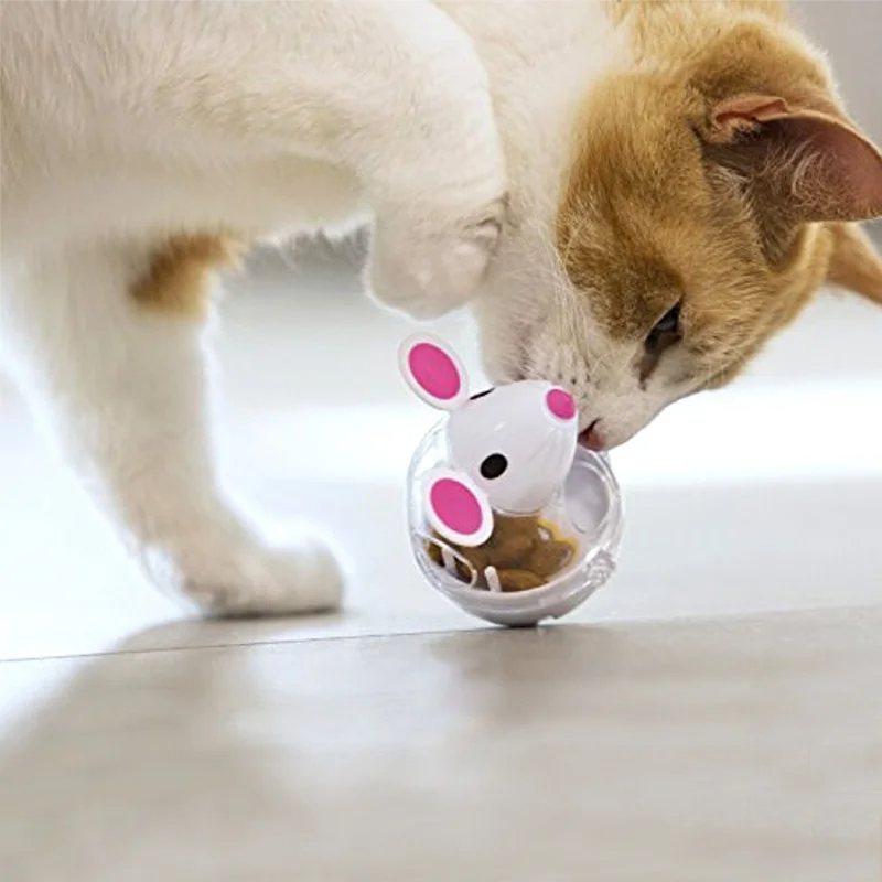 Interaktives Katzenfutter-Spielzeug in Mausform, rollender Futternapf, Leckerli-Ausgabe-Ball, Trainings-Puzzle-Spielzeug für Katzen und Kätzchen, Haustierbedarf – Detail 5