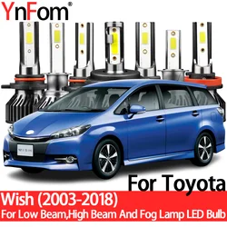 YnFom-Kit de bombillas LED especiales para faro delantero de coche, luz de cruce, luz de carretera, lámpara antiniebla, accesorios para Toyota Wish 2003-2018