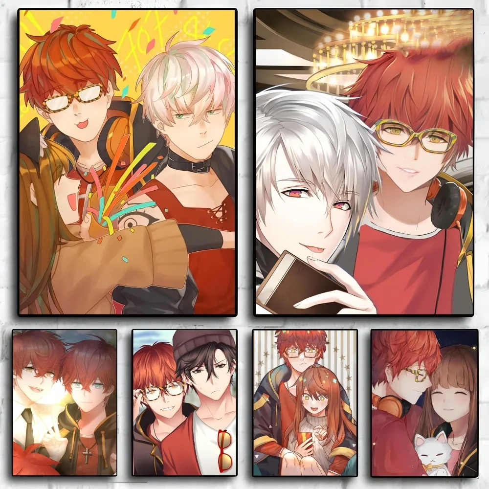 1PC Anime Mystic Messenger Poster autoadesivo Art adesivo di carta impermeabile Coffee House Bar Room Wall Decor
