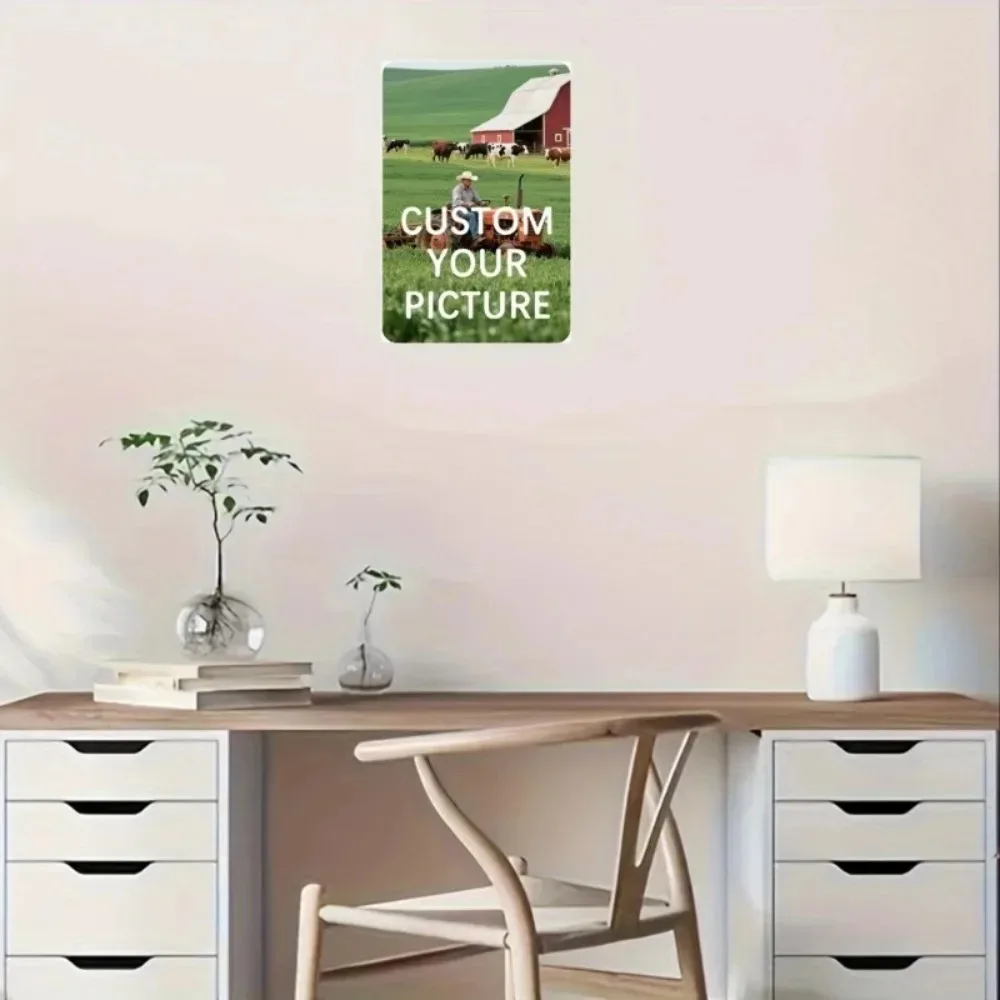 8×12Inch 20×30CM Personalized Retro 2D Flat Wrought Metal Poster Custom Photo Text Waterproof Wall Decor for Home Bar Cafe Offic