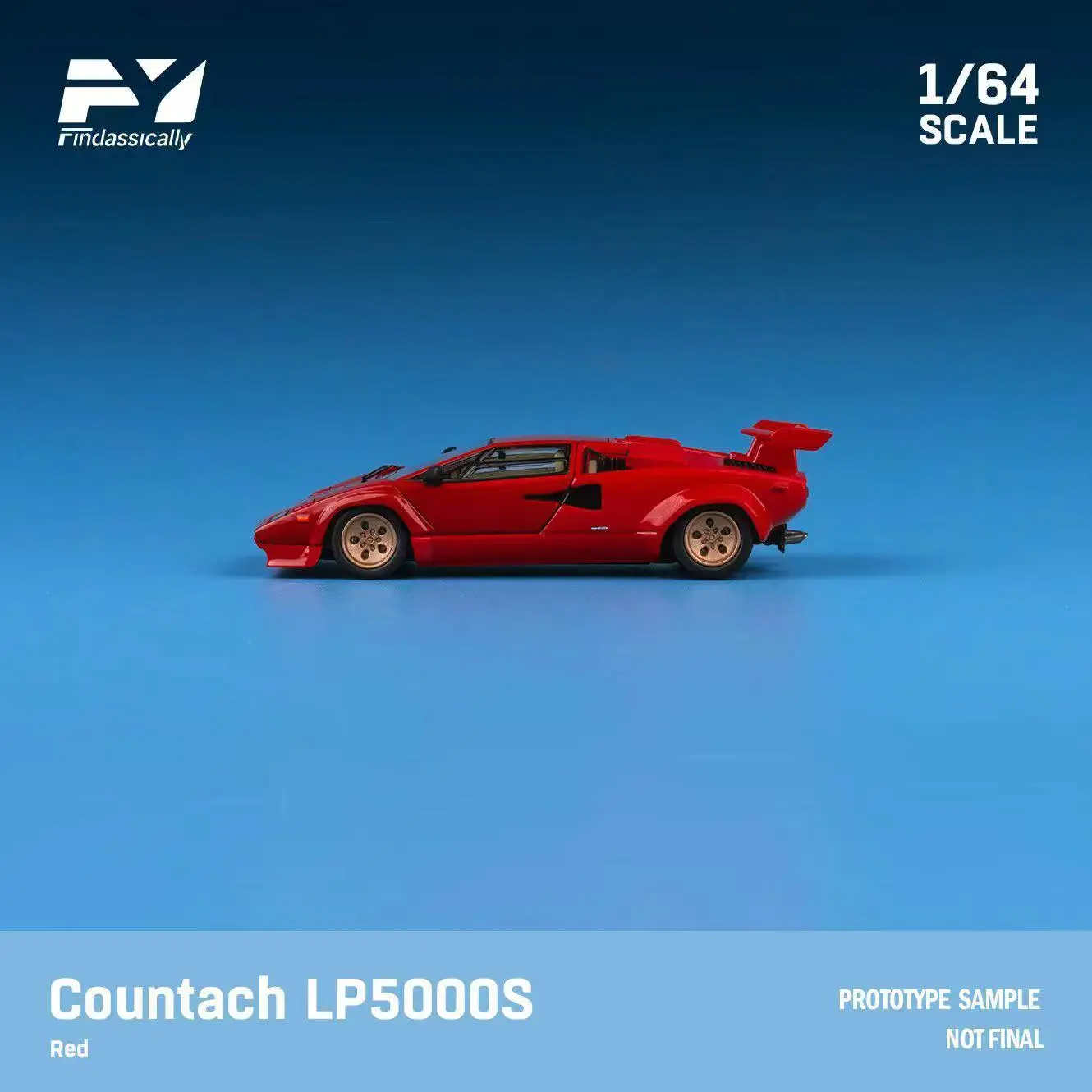 Finclassically 1:64 Countach LP 5000 QV Red /Pink Limited Model Car