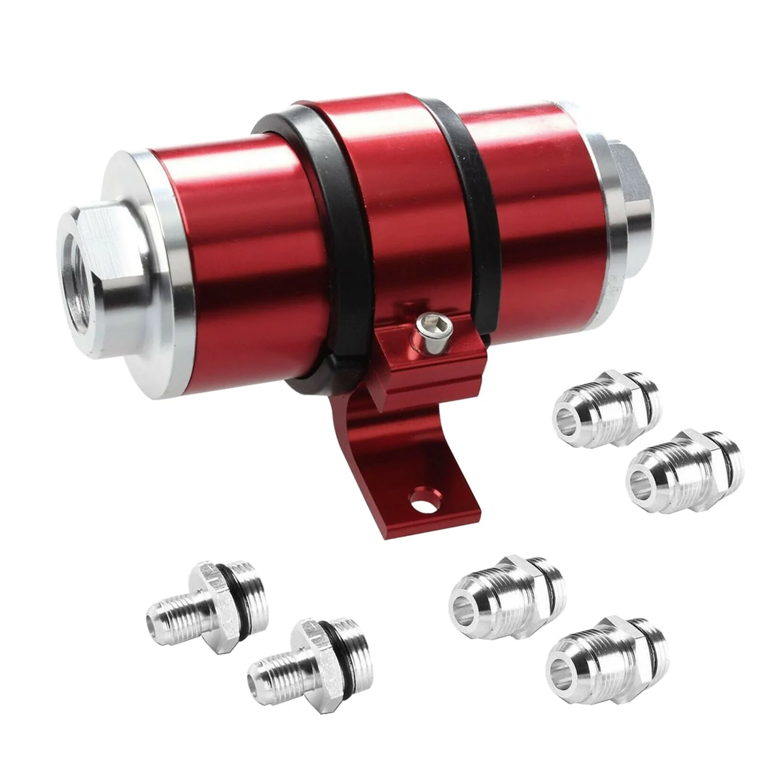 AN6/AN8/AN10 30 Micrometre Red Billet Aluminum Inline Fuel/Petrol Filter&Bracket