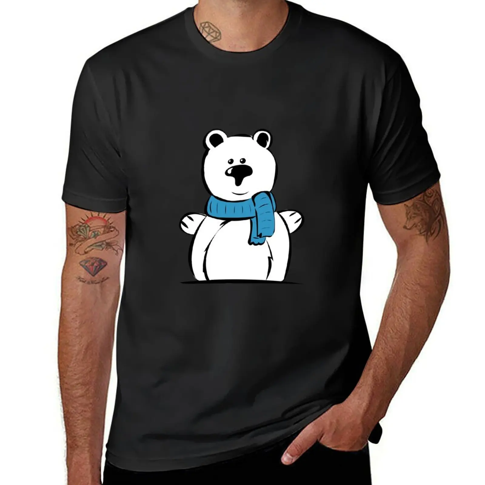 Cute waving polar bear T-Shirt plain summer tops customizeds mens big and tall t shirts