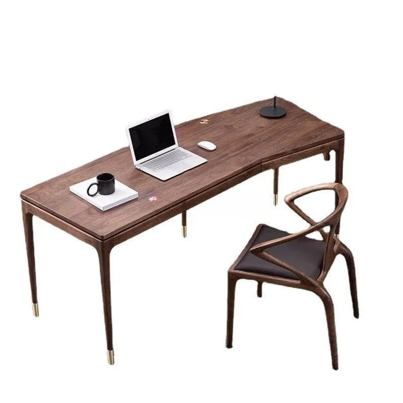 

North American black walnut household all-solid wood computer table corner calligraphy table Italian minimalist Nordic