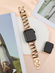 Luxury Square Triangle Metal Band For Apple Watch Series Ultra 2 49mm 41mm 45mm  Alloy Link Strap Bracelet 5 4 9 8 SE 44mm 40mm