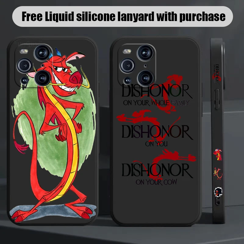 Disney Mulan Phone Case For OPPO Find X2 X3 X5 Pro Lite Neo Reno 2 Z 5 6 7 8 10 Lite Pro Liquid Left Rope Funda Shell Cover Capa