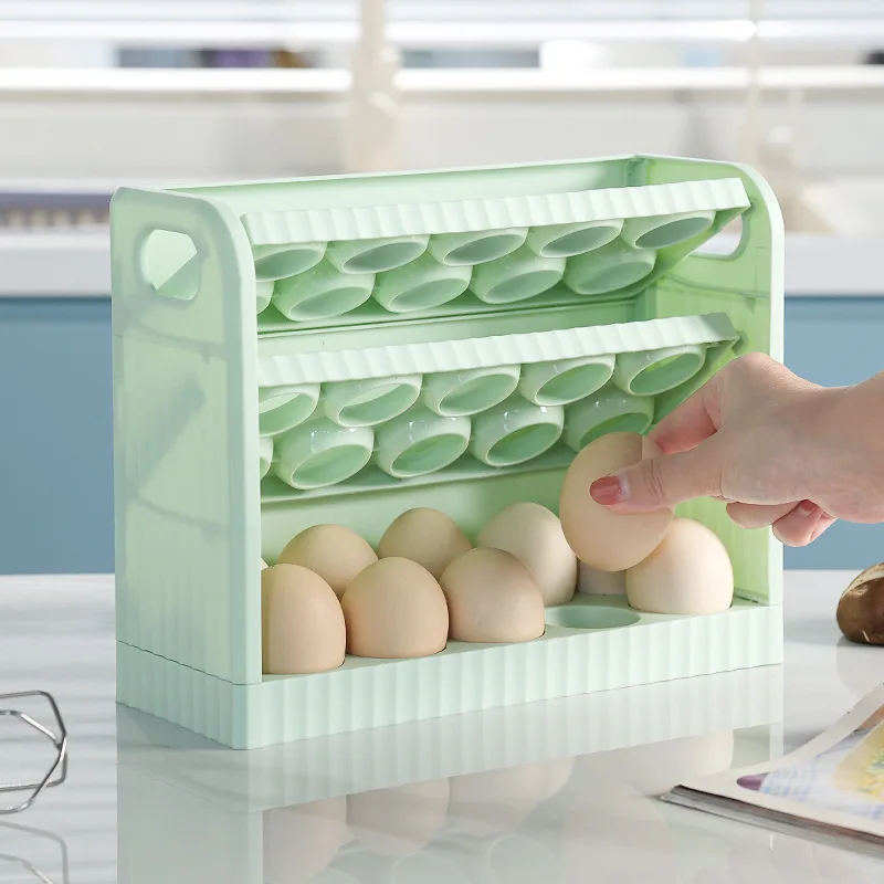 

Modern Simple Flip Egg Storage Box Plastic Creative Handheld Large Capacity Washable Egg Tray Refrigerator Food Container Rack