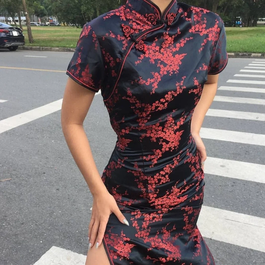 

Сексуальное платье Ципао в китайском стиле, длинное женское платье Cheongsam, винтажный костюм Ципао с воротником-стойкой, большие размеры 4XL, 5XL, 6XL