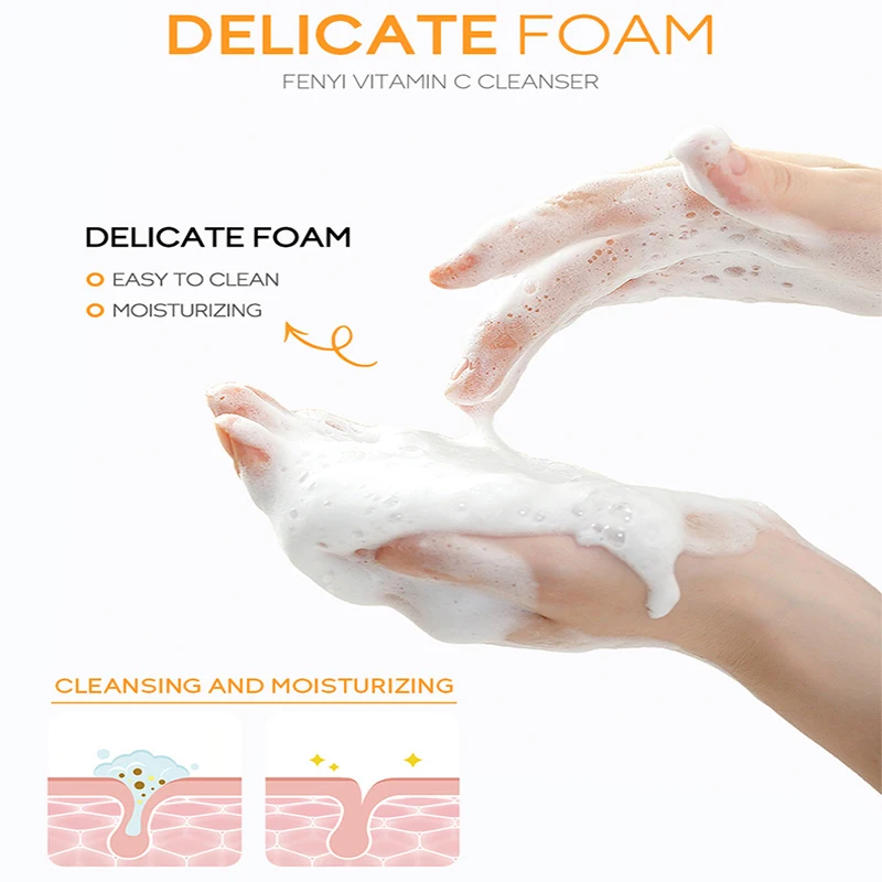 Vitamin C Facial Cleanser Remove Acne Blackhead Face Wash Moisture Whitening Exfoliant Foam Cleansing Korean Skin Care Cosmetics