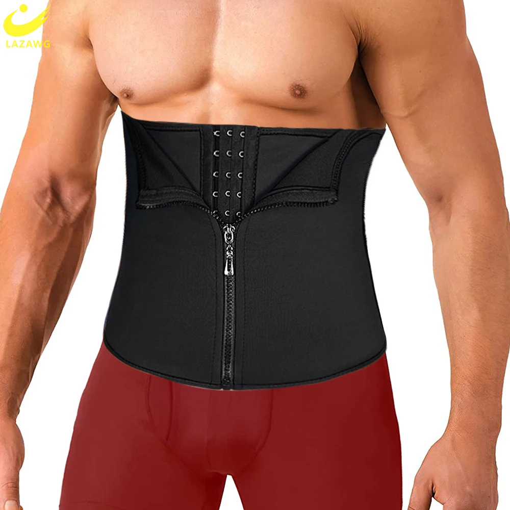 

LAZAWG Sweat Belt for Men Waist Trainer Weight Loss Neoprene Girdles Sauna Slimming Band Body Fat Burner Shaper Fitness Sport