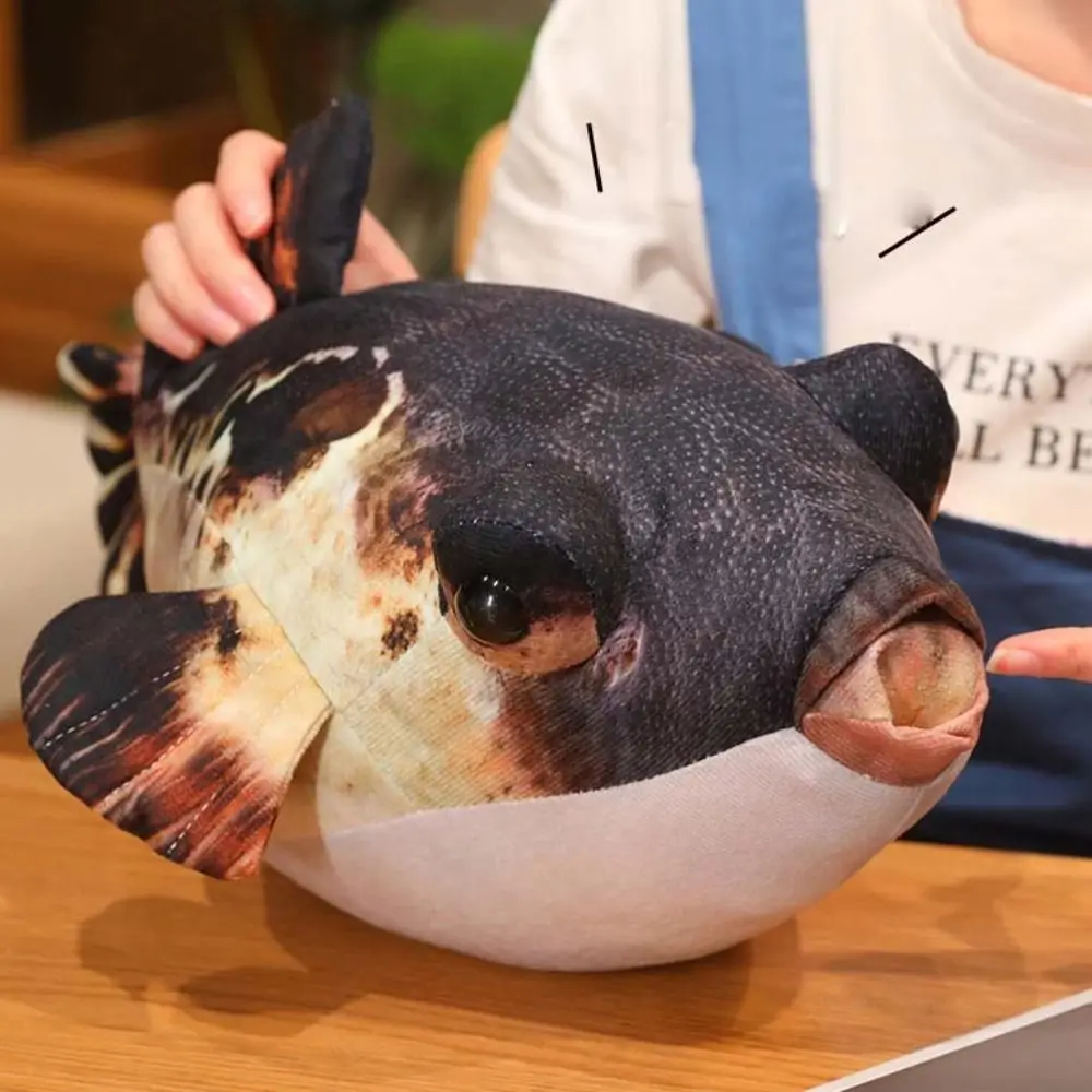 Stuffed Animals Simulation Puffer Fish Sofa Decorative Sleeping Puffer Fish Pendant Back Cushion 20cm