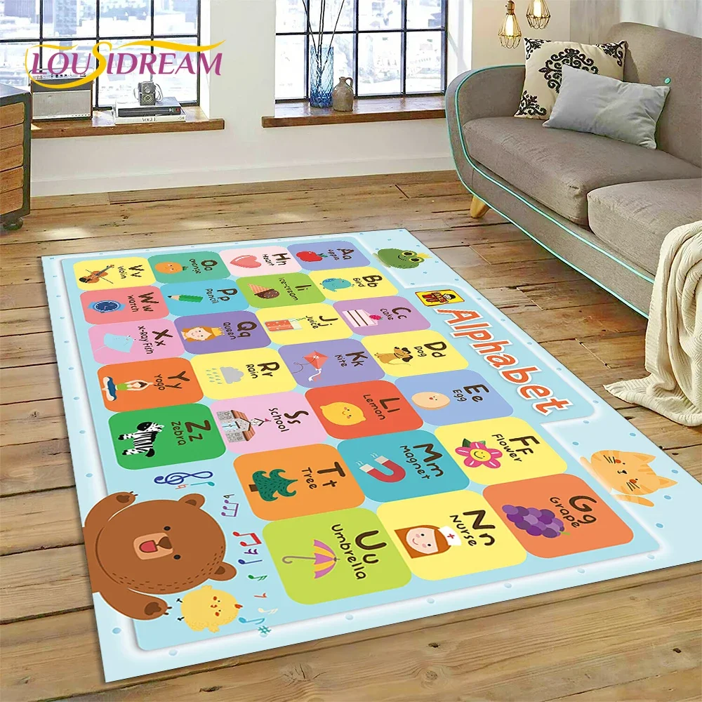 ABC Alphabet Children Crawling Early Education Cartoon Kids Playroom Area Rug,Carpet for Living Room Bedroom Sofa,Non-slip Mat