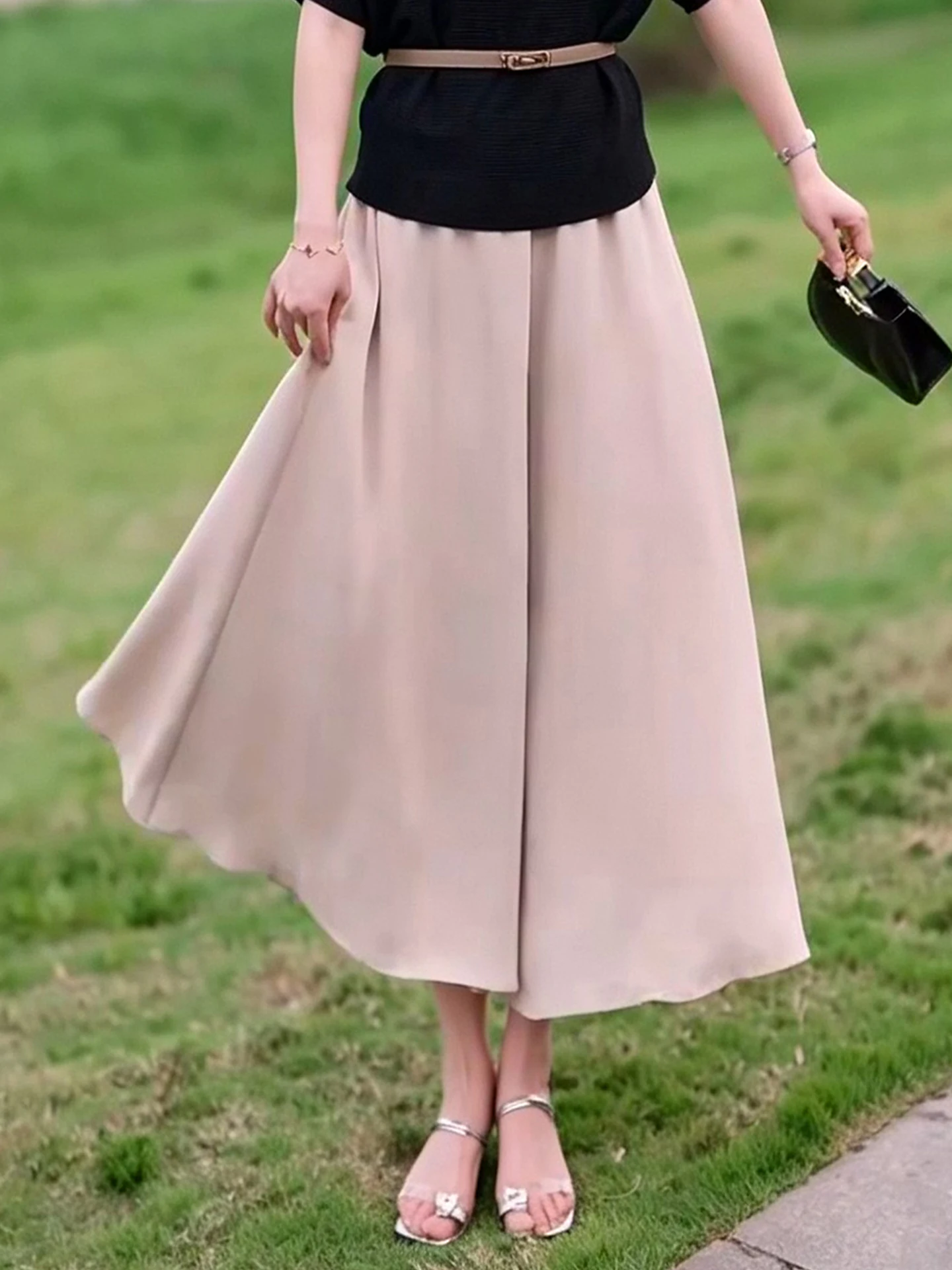 

High Waist Wide Leg Pants Skirt Women's Summer Thin New Fashion Loose Casual Skirt Pants Dreamy Elegant Comfortable Breathable
