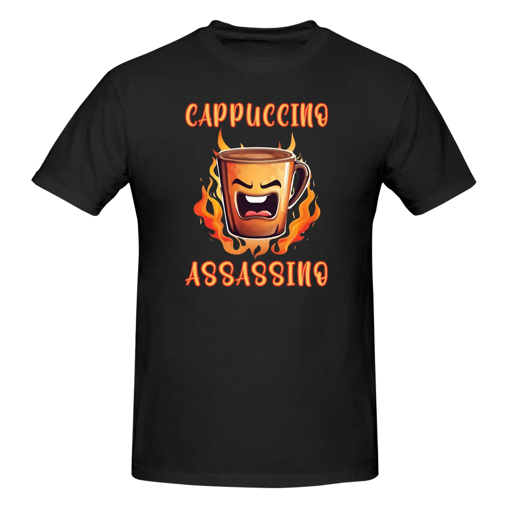 1 Piece Funny Italian Brainrot Funny Graphic 100% Cotton T-Shirt Cappuccino Assassino Meme Tops Tees For Men