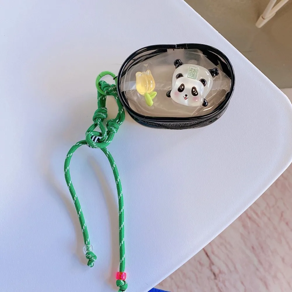 Cute Multifunctional Data Cable Storage Box Panda PVC Zero Wallet Transparent Doll Display Bag