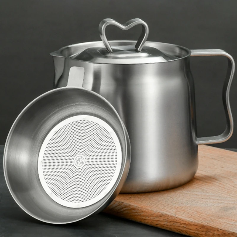 AC88-Oil Pot,Oil Pot Stainless Steel Large Capacity Oil Fryer And Filter Cup Combo Versatile Oil Filter For Kitchen