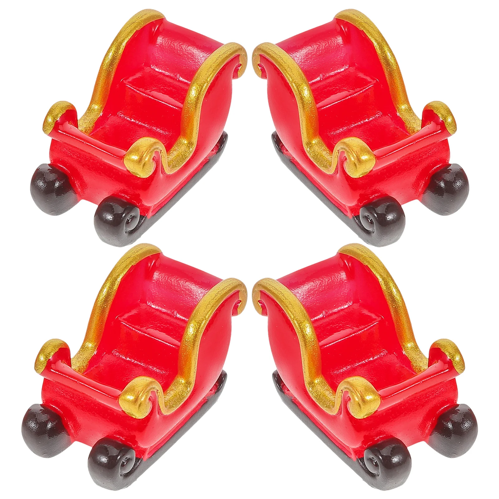 

4 Pcs Miniature Snow Sleigh Deer Car Resin Figurine Christmas Ornament Tabletop Decor Candy Bowl Toy Sled Santa Claus Xmas