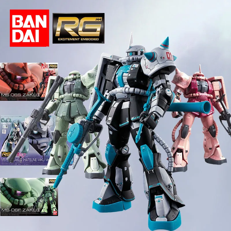 Оригинальный комплект модели Bandai GUNDAM RG 1/144 ZAKU 2 MIKU, сборная модель, аниме-фигурка, игрушка для мальчиков, упакованная в пенопластовых коробках
