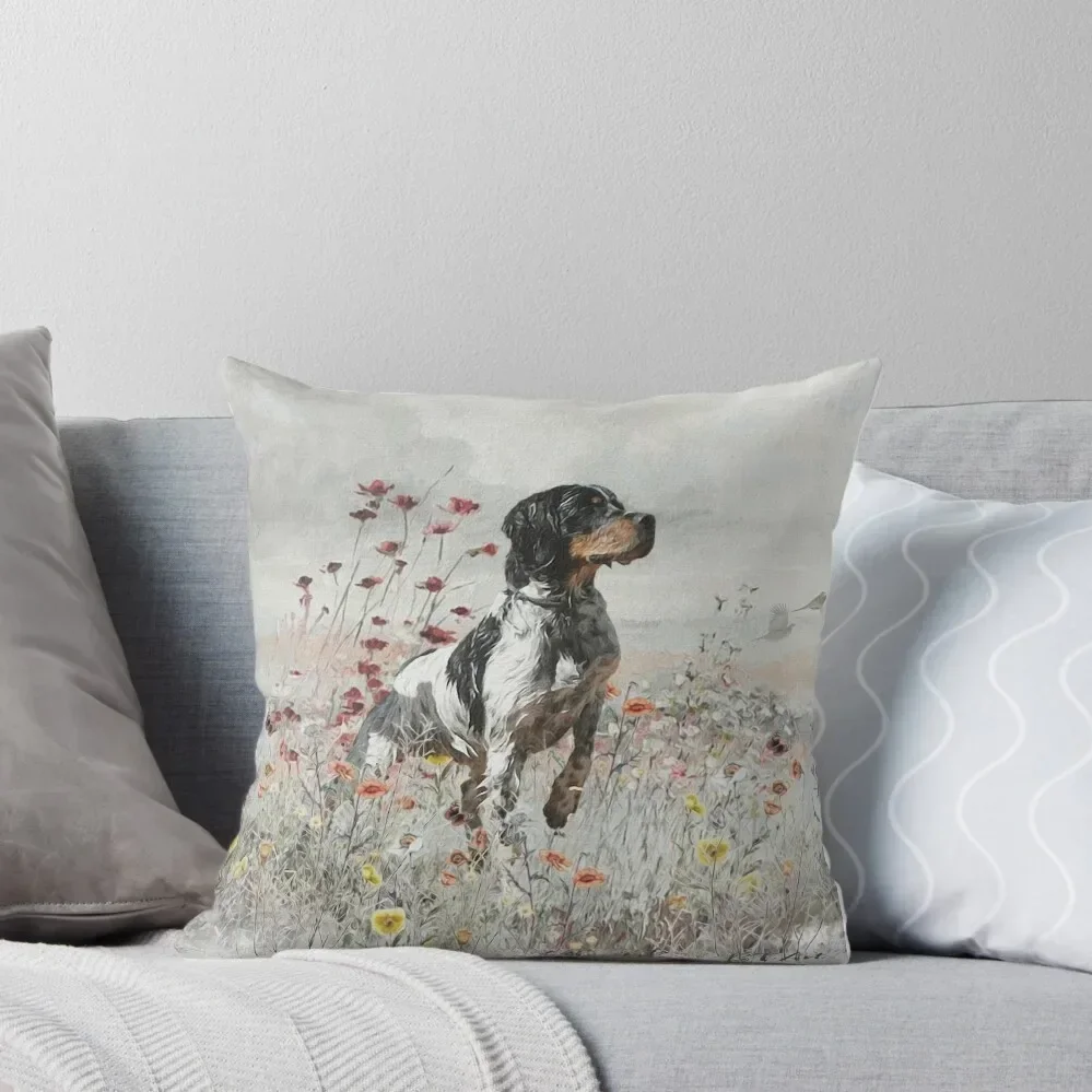 Brittany Spaniel hunts in the field Throw Pillow Christmas Cushion For Home New year pillow