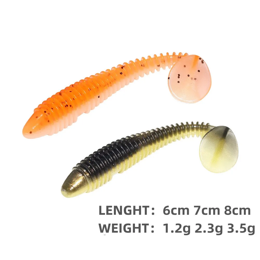 ILURE 20PCs Soft Silicone fiShing Lures With Spiral Tail And T-tail Artificial Bait 6cm7cm8cm Wobbler Trout Fishing Accessories