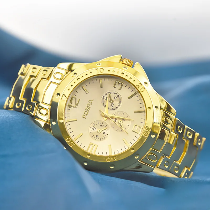 패션 남성 비즈니스 쿼츠 손목시계 스틸 스트랩 남녀 공용 명품 캐주얼 커플 시계 세 눈 다이얼 손목시계