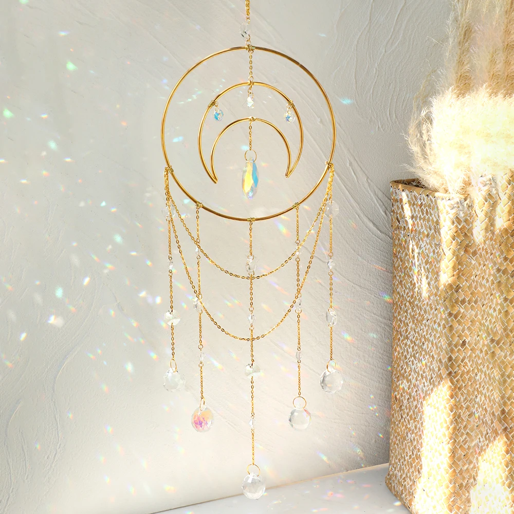 Atrapasueños de cristal para decoración de jardín, Prisma de ventana, parasol para exteriores, navidad