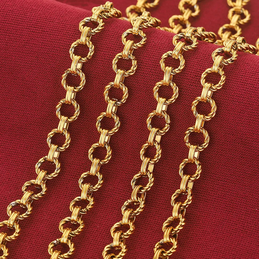 1 Meter Stainless Steel Large Heavy Chain Twist Ring Chunky Hip Hop Punk Link Chains DIY Jewelry Handmade Necklace Bracelet Bag