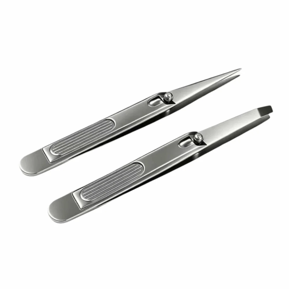 1/2Pcs Stainless Steel Lever-Action Eyebrow Tweezers V/Wide Mouth Anti-Skid Handle Eyebrow Plucker Thickened Leverage Ergonomic