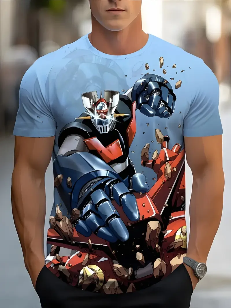Camisetas de Anime Mazinger Z con Estampado 3D para Hombre y Mujer, Cuello Redondo, Manga Corta, Camisetas Extra Grandes, Estilo Y2K Harajuku, Ropa para Hombre