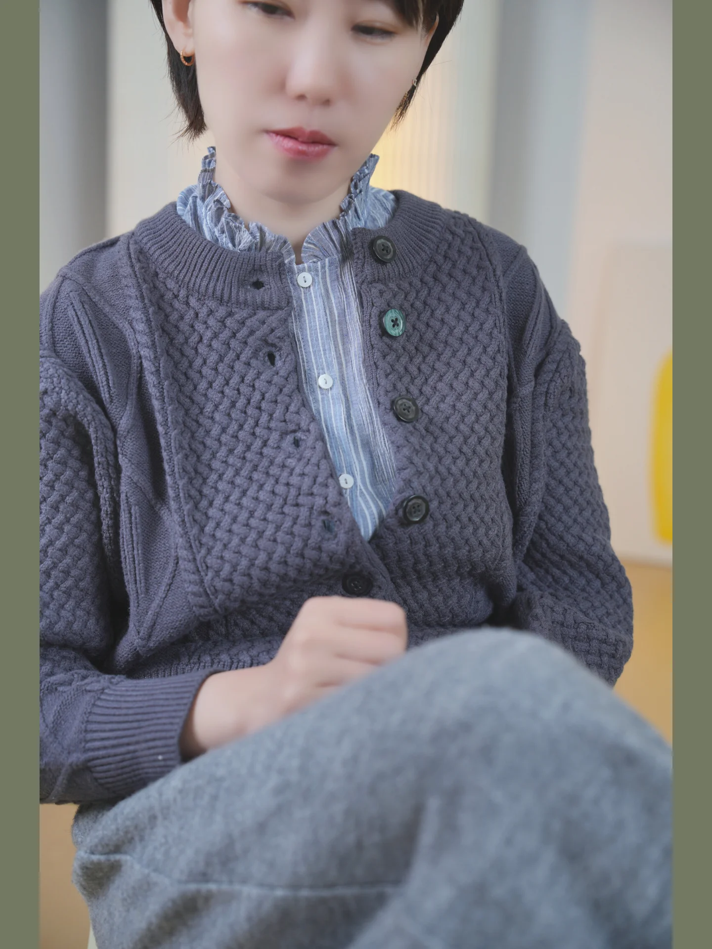 time-touched-l-ey-blue-striped-cotton-irt-inner-collar-casual-sle-faionable-and-subtle-accory-for-men