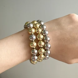 Wholesale Direct Sales Beads Bracelet Minimalist Gold Plated 10mm Hollow Color Mixing Beads Bracelet