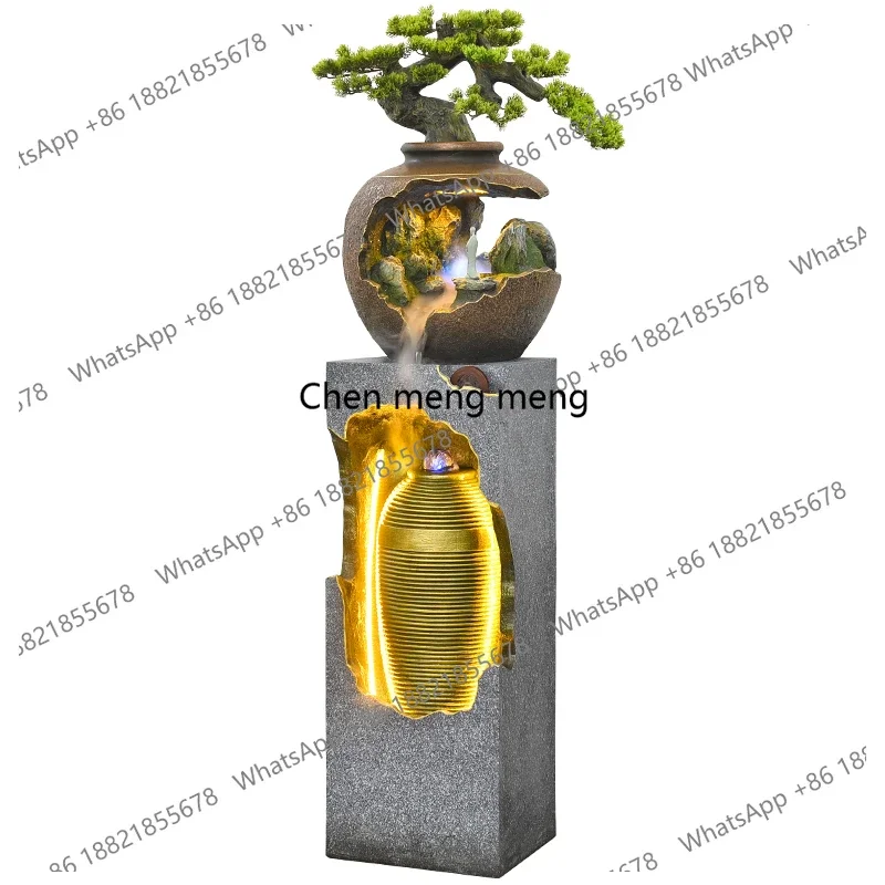 Chinese rockery circulating water screen water curtain wall opening gift lucky ornament micro landscape
